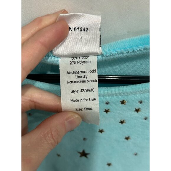 Can-Do Fashions Womens Small Star Embellished Blue Long Sleeve Top - Picture 6 of 8